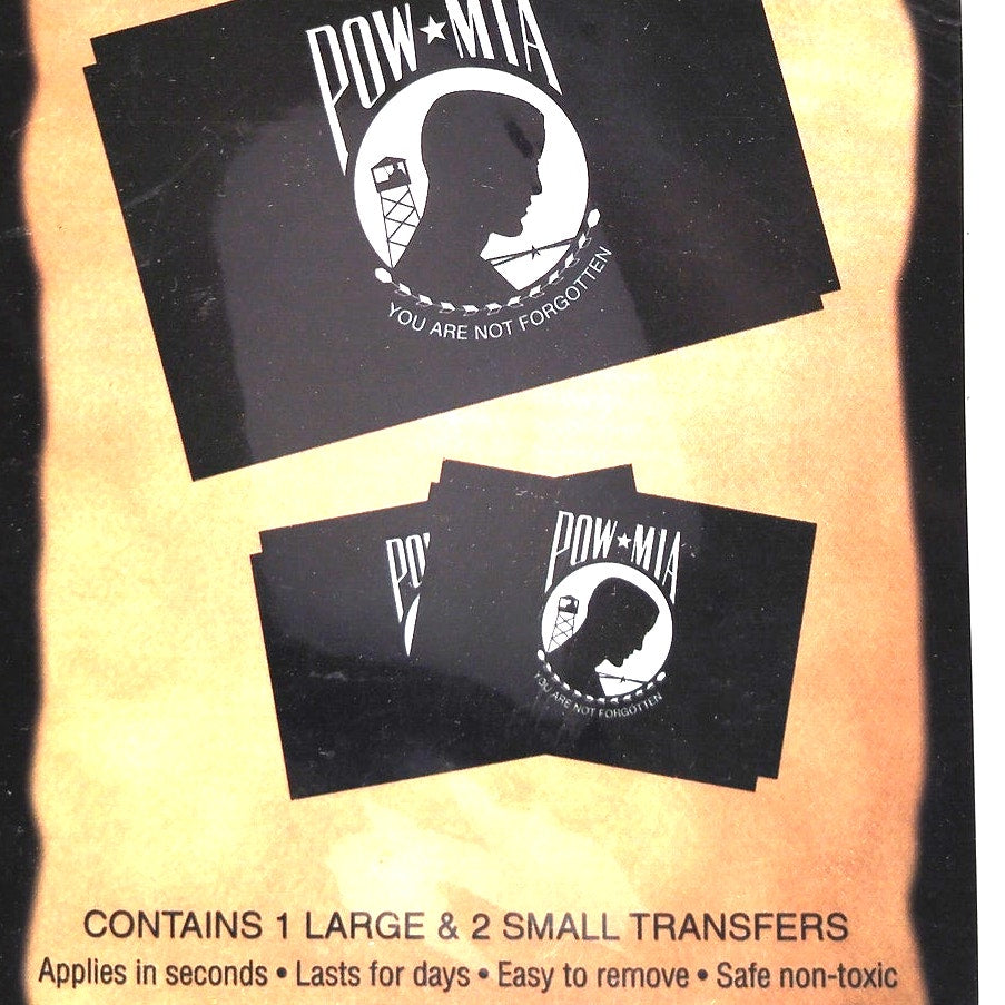 POW/MIA Temporary Tattoo Transfers – 1 Large & 2 Small – NIP