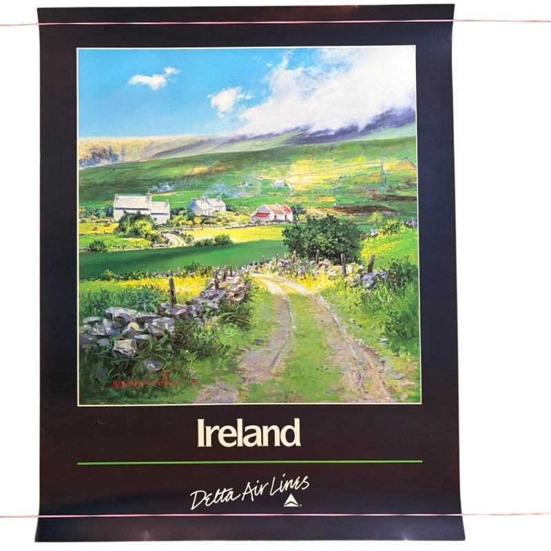 Vintage Delta Air Lines Ireland Travel Poster by Edmund Sullivan, 28x22"