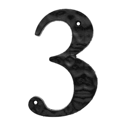 Everbilt 6 in. Black Cast Iron House Number 3