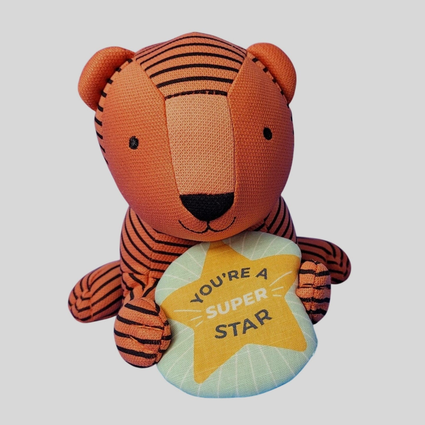 Pillowfort Mini Kids’ Plush Milestone Tiger – You’re a Super Star - 10 x 6 in.