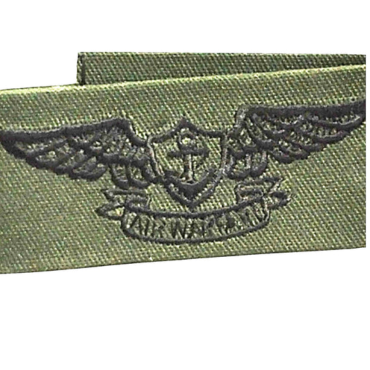 US Navy Air Warfare Subdued Tape Black on ODGE – 8" × 1‑1/4" Folded Twill