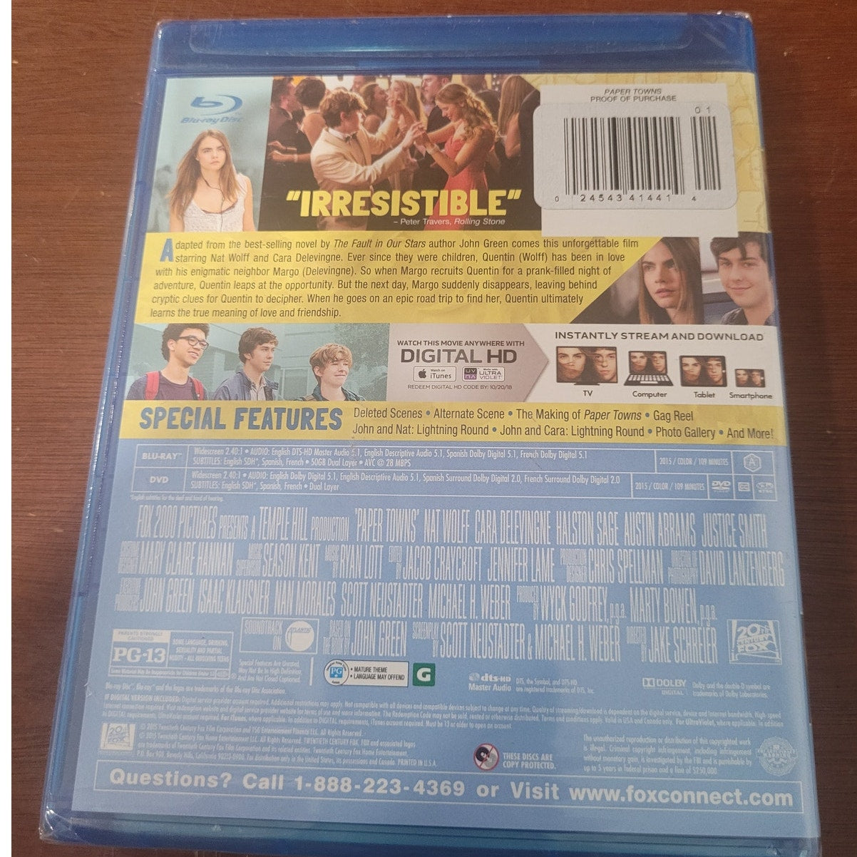 Paper Towns Blu-ray + DVD 2015 Teen Romance Mystery Drama, John Green Book Based
