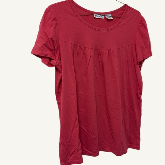 Vintage Blair Women's Pink Cotton Blend Gathered Yoke T-Shirt L