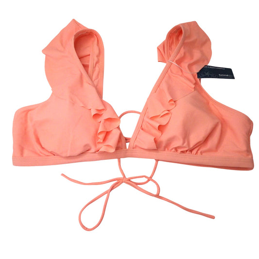 Summer Mae Women's Ruffle Bikini Top Coral Size L Halter Swimwear Beach