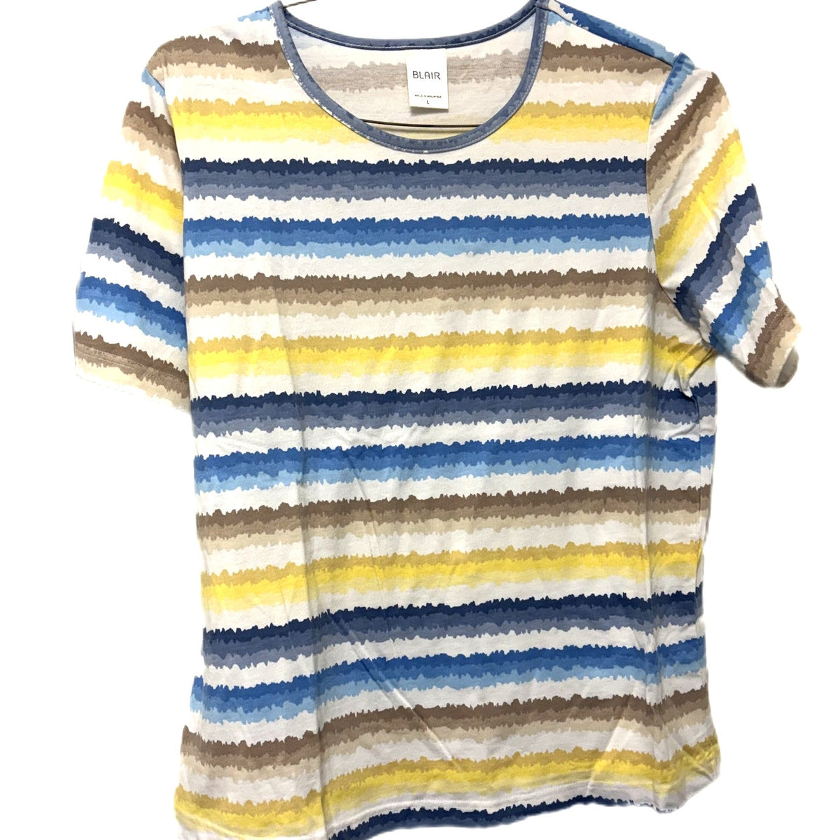 Blair Women's Multicolor Striped T-Shirt, Size L - Pre-Loved Casual Top