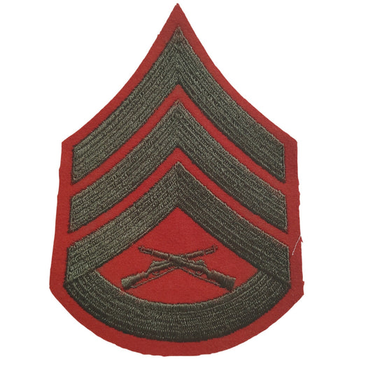 USMC Staff Sergeant Patch – Green on Red – 5.25" × 3.625" – NEW Novelty Patch