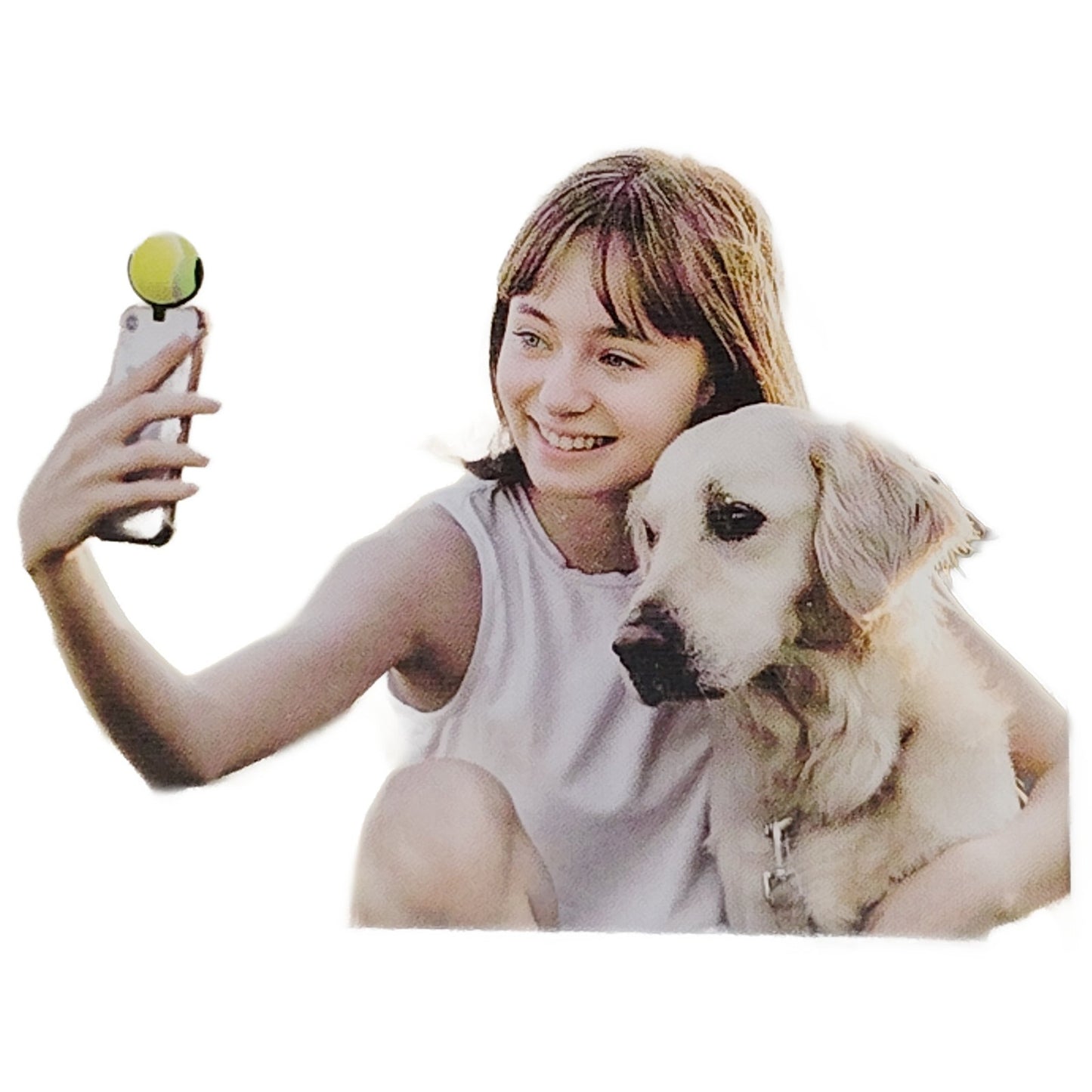 Modern Expressions Pet Selfie Prop Squeaky Tennis Ball Smartphone Attachment Toy