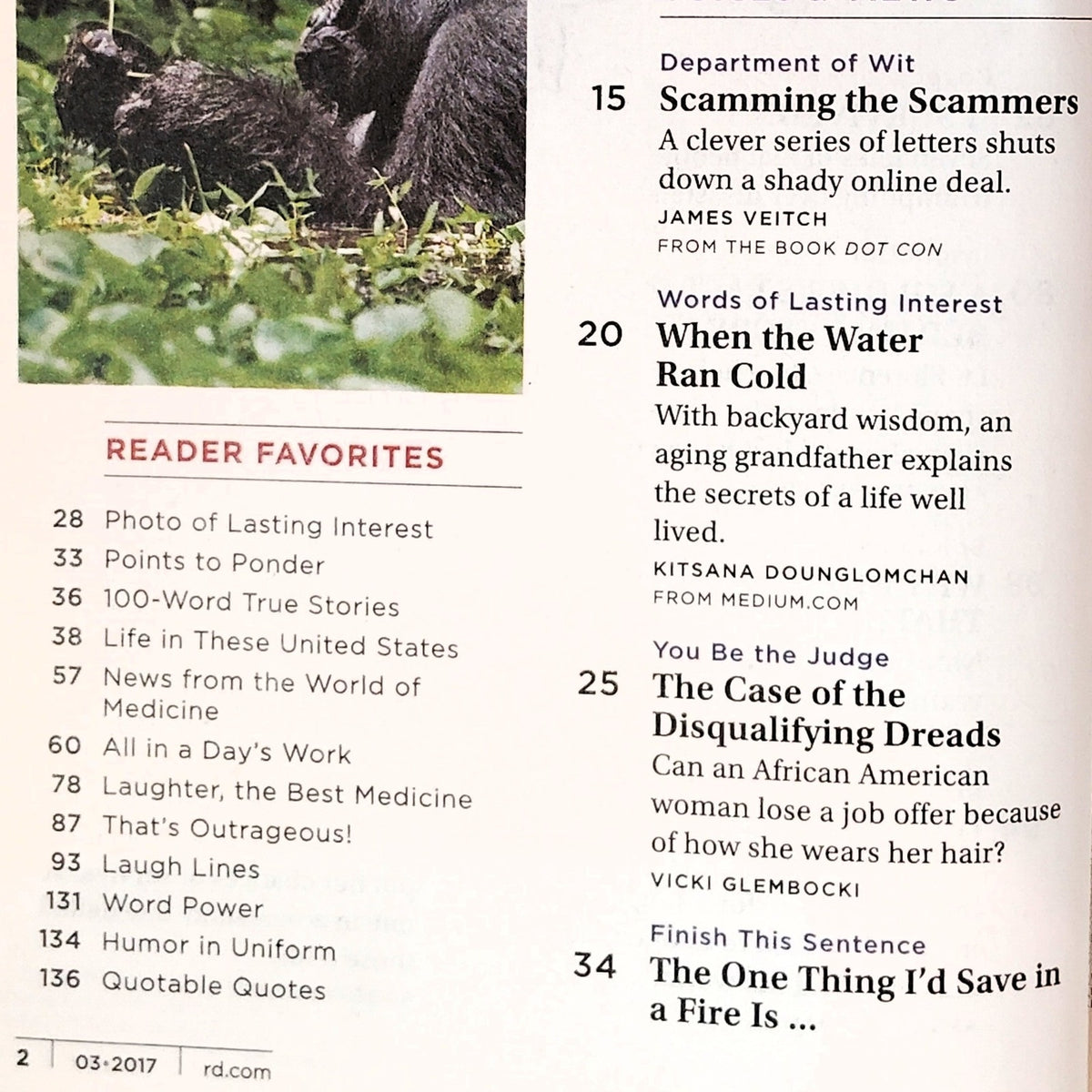 Reader's Digest March 2017 I Survived! Magazine Back Issue Vol 189 No 1128