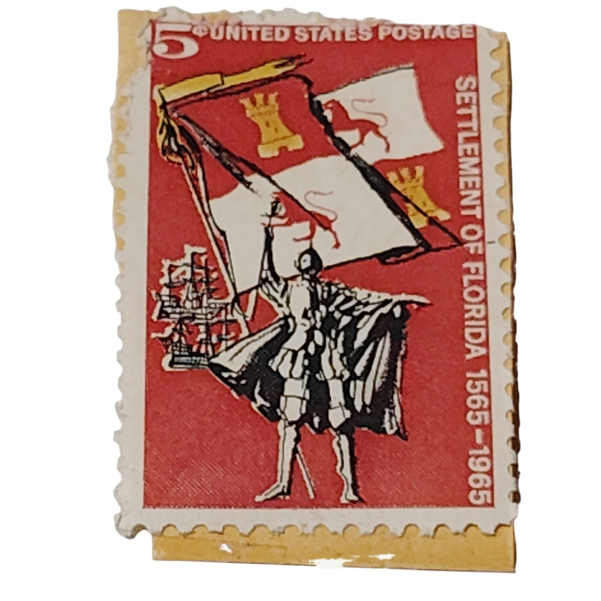 1965 US Postage Stamp Settlement of Florida 5 Cent Scott #1271 Red White