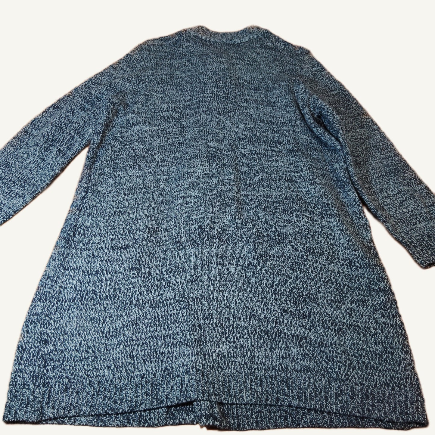 Woman Within Plus Size L Blue Marled Knit Acrylic Long Cardigan Sweater