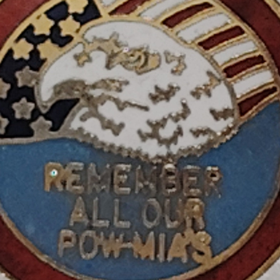 WWII Korea Vietnam POW-MIA Memorial Novelty Hat/Lapel/Brooch Pin, Enamel Metal