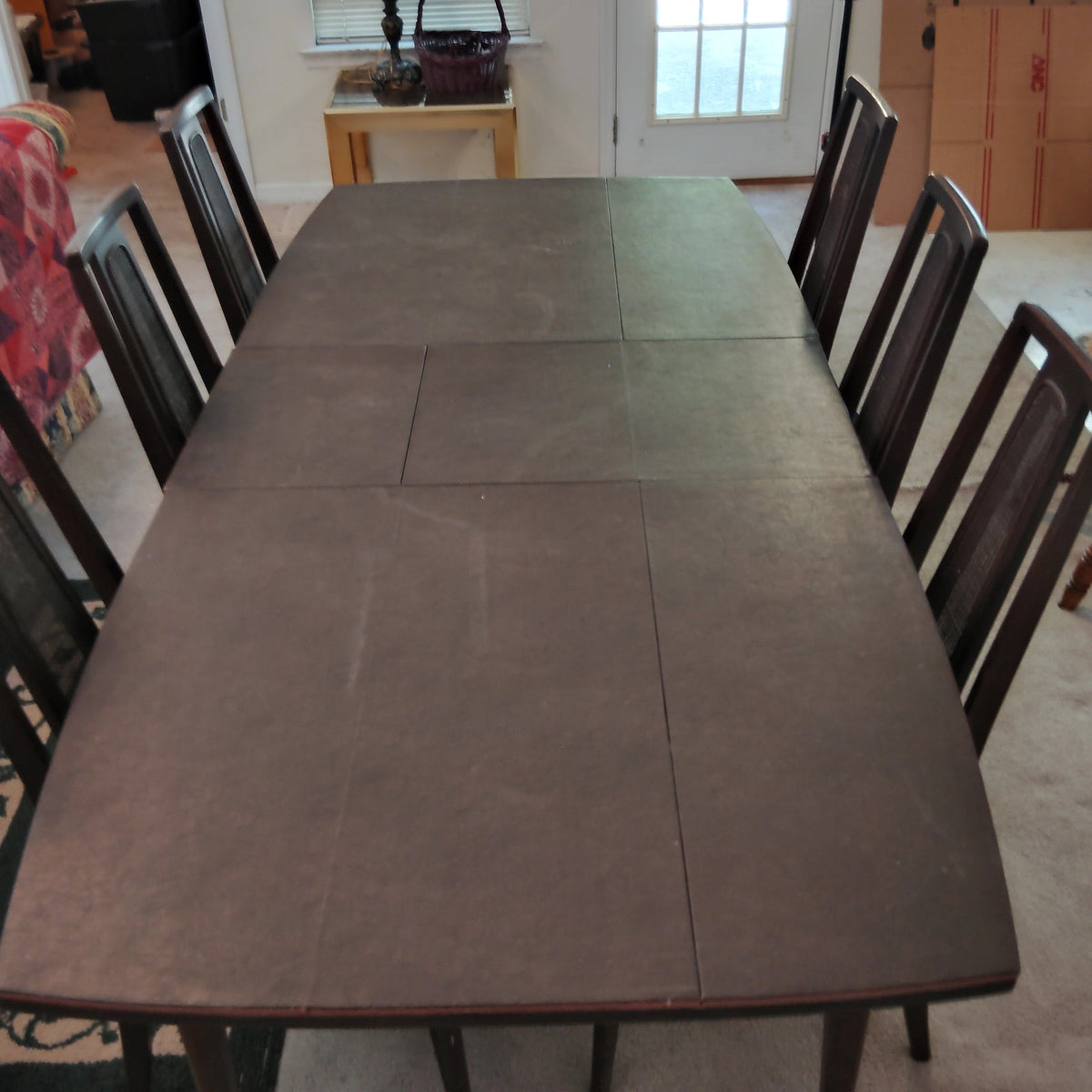 LOCAL PICKUP ONLY- 1963 Dark Wood Dining Set - Table, 6 Chairs
