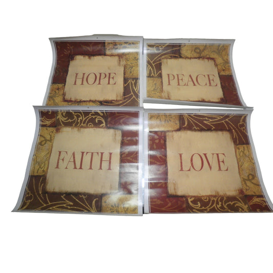 Vintage Y2K Era Browns & Reds 10.75" x 10.75" Faith, Hope, Love & Peace Stickers