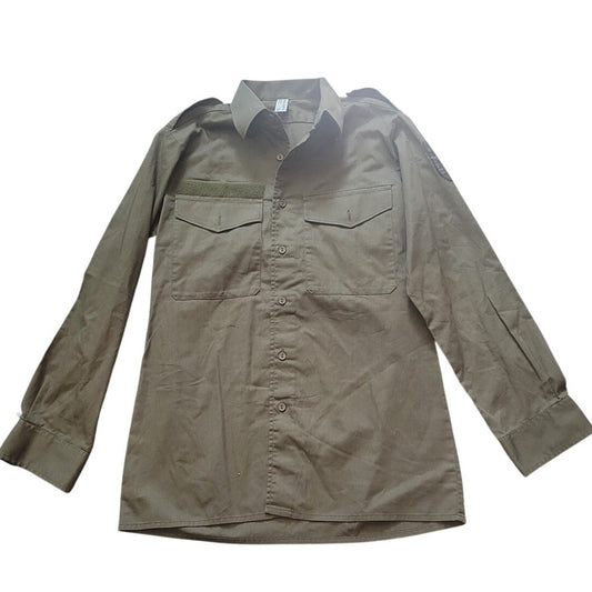 Vintage Austrian Army BDU Shirt, XS / Austrian 37 / U.S. 14.5 Neck, Green, Button-Up w/ Epaulets