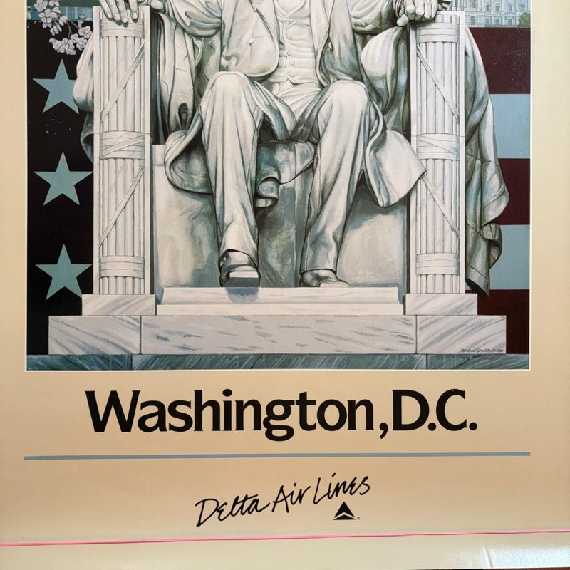 Original Delta Air Lines Washington D.C. Poster by Michael Smith D. - 28x22"