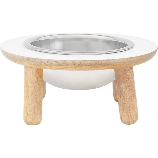 Frisco Premium Elevated Pet Bowl – White | 4-Cup Cap. | Raised Dog & Cat Feeder