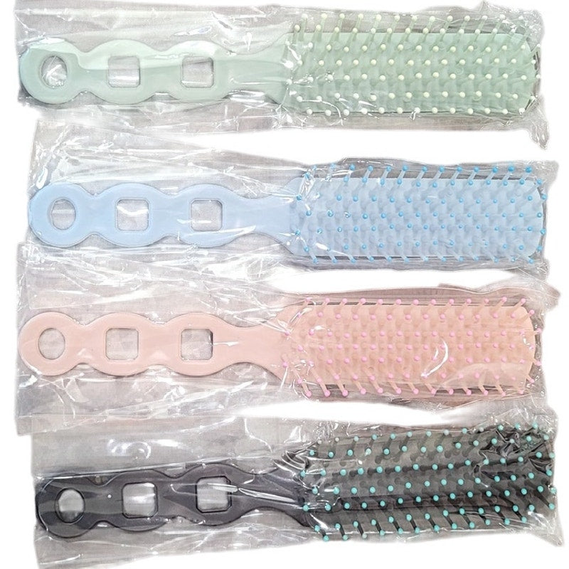4-Pack Soft Nylon Bristles Hair Brushes – Vented Wavy Design, 4 Colors, 7.5"