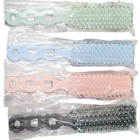 4-Pack Soft Nylon Bristles Hair Brushes – Vented Wavy Design, 4 Colors, 7.5"