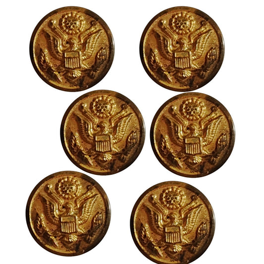 6 Eagle Great Seal Buttons, 27 Ligne (5/8"D), WWI and/or WWII Scovill Waterbury