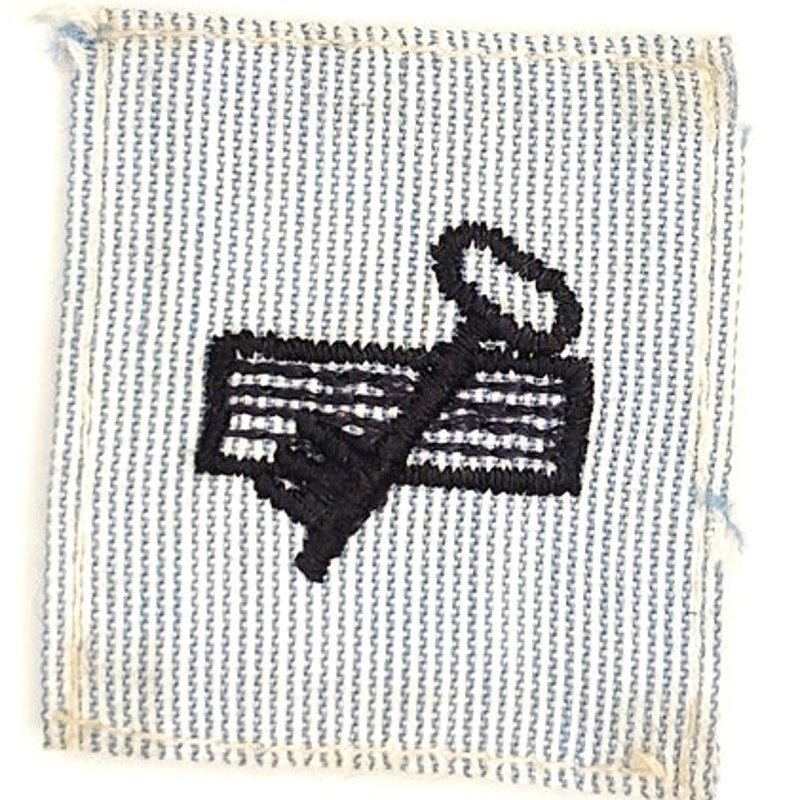 1960's US Navy Disbursing Clerk DK Striker Patch Black on Chambray 1‑3/8 × 1‑5/8