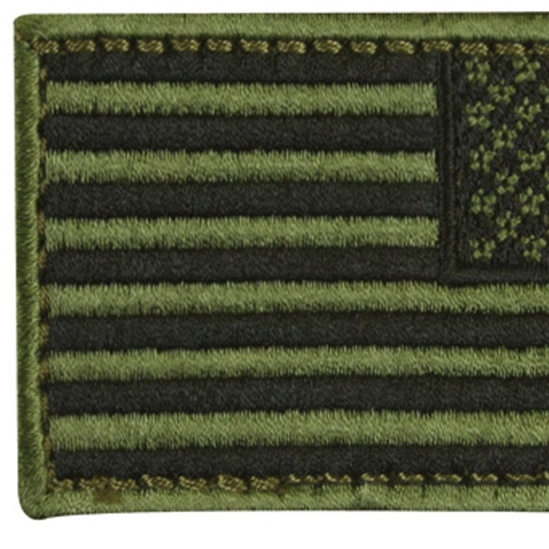 US Flag Patch Subdued Olive Drab Right‑Face 3" × 2" Hook Novelty Patch