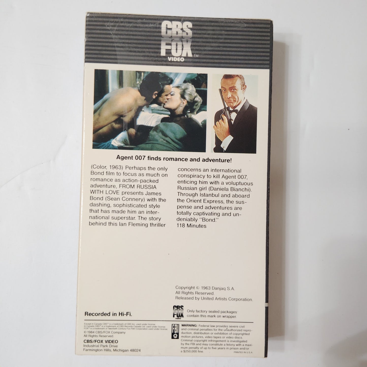 From Russia with Love VHS 1984 Sean Connery James Bond Action Spy Thriller