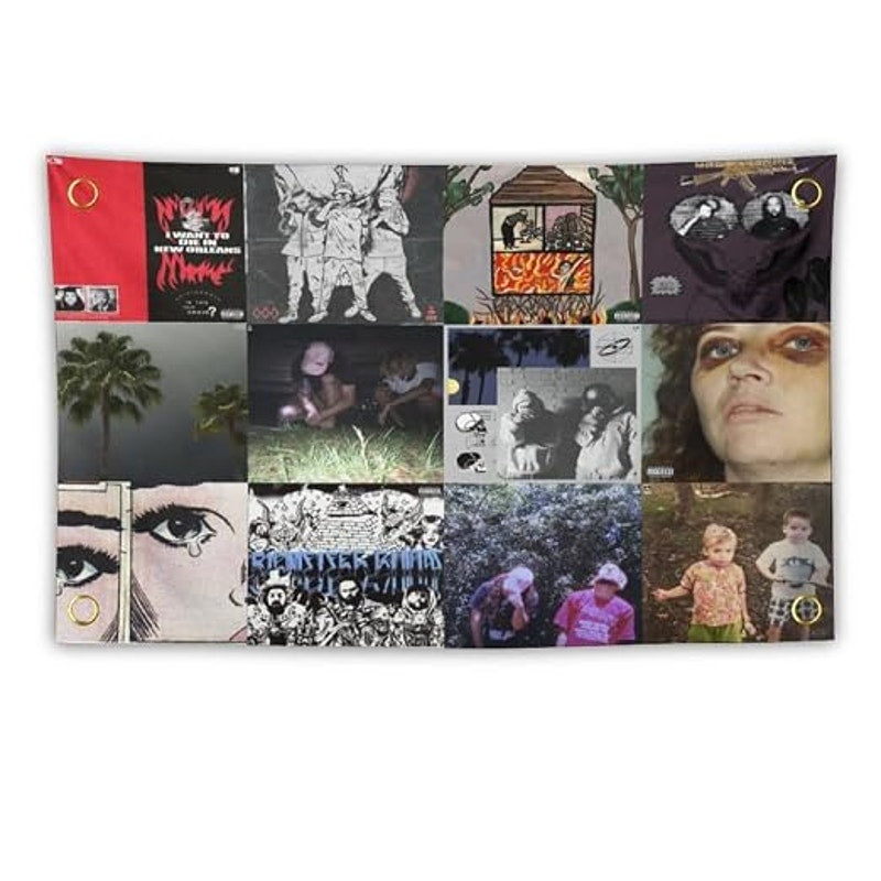 Hip Hop Album Covers Tapestry Wall Hanging Flag 40x60 in w/ Brass Grommets