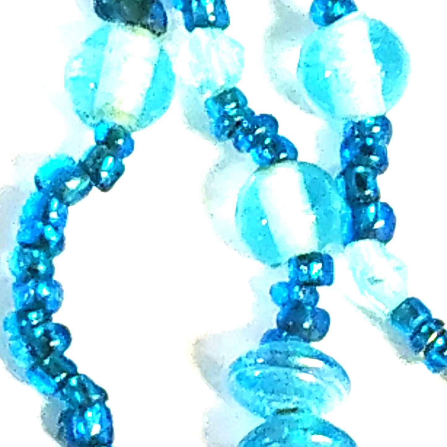 VTG Beaded Eyeglass Chain 24" Blue Glass Beads w/ Adjustable Rubber Loop Ends