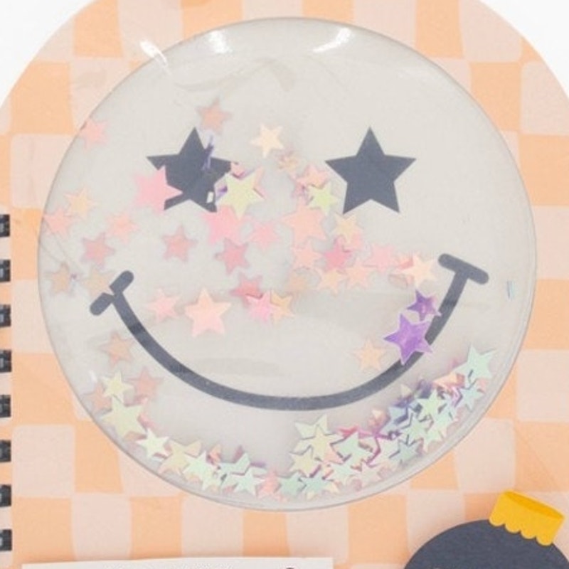 NPW Floating Stars Smile Face Mini Domed Notebook, 80 Pages – Spiral-Bound