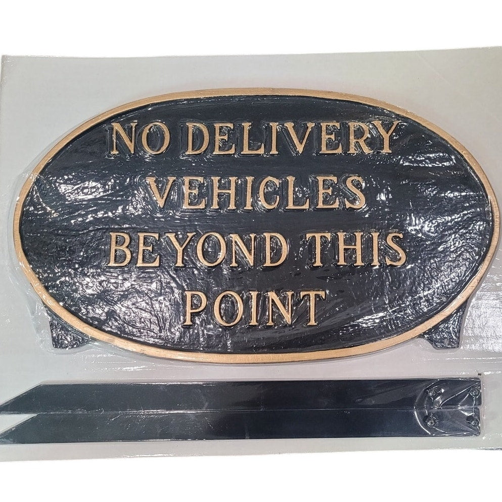 No Delivery Vehicles Beyond This Point Oval Sign 8.5" x 13" Wall or Lawn Display