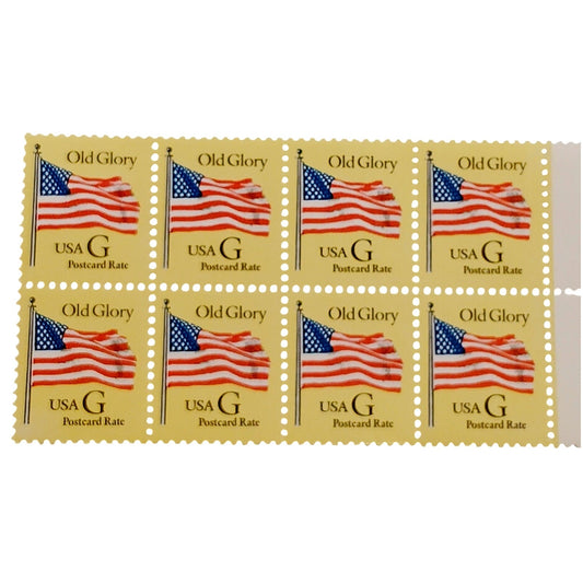 Block of 8 – 1994 USA “G” Rate Old Glory Postcard Stamps MNH Scott 2879