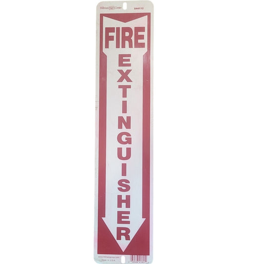 Fire Extinguisher Sign – English – Red/White  18" H x 4" W – Aluminum – Indoor/Outdoor Safety Marker