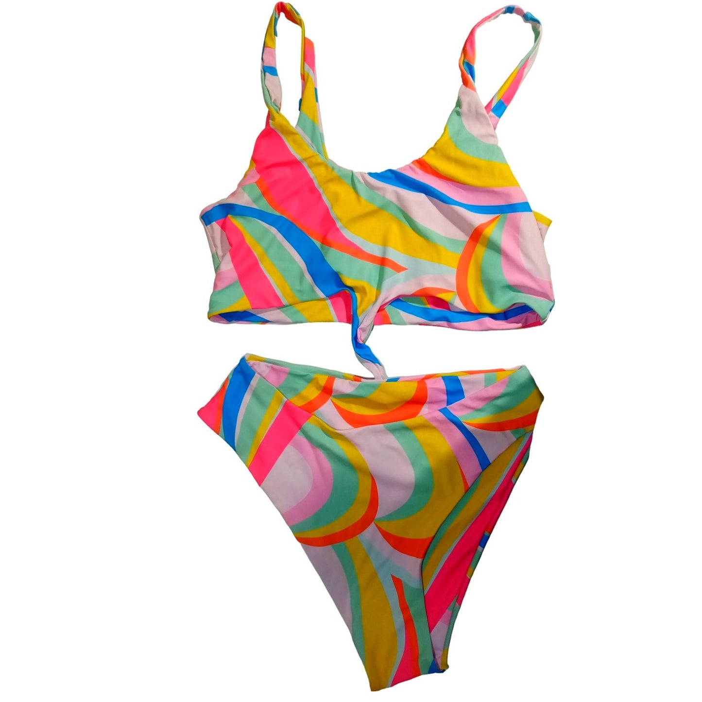 ZAFUL High-Waisted Bikini Scoop Neck Swimwear Two Pieces Bathing Suit XXL (12)