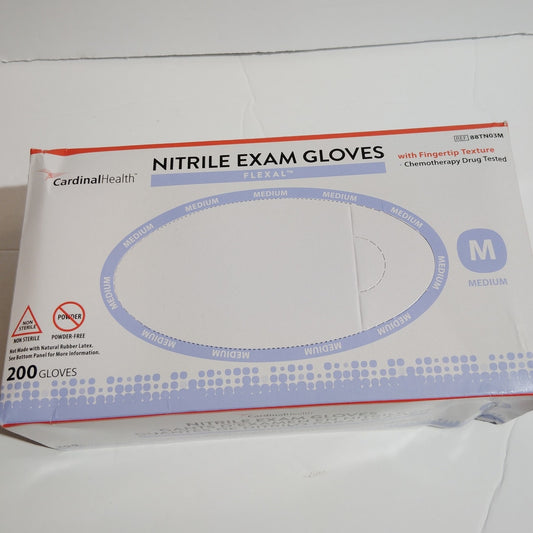 Disposable Nitrile Gloves, M, Non‑Sterile, Powder‑Free, Latex‑Free, 1 Box of 200