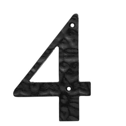 Everbilt 6 in. Black Cast Iron House Number 4 | Heavy-Duty Outdoor Address Sign