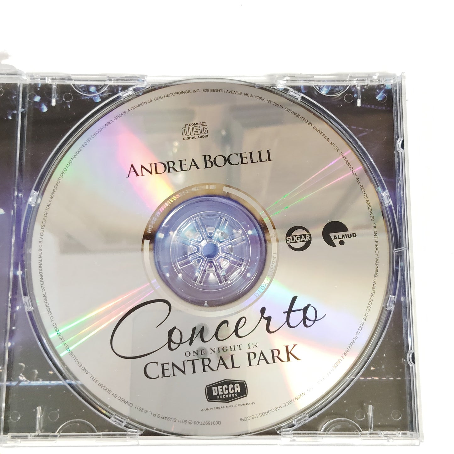 Andrea Bocelli Concerto: One Night in Central Park Live CD 2011 NY Philharmonic