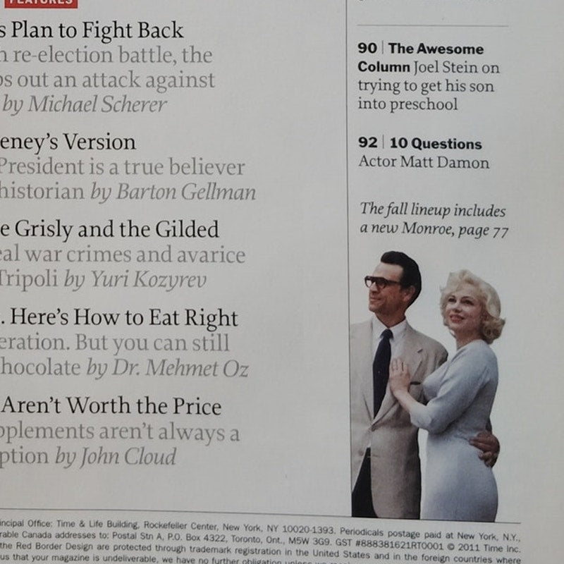 TIME Magazine September 12 2011 Dr. Oz What to Eat Now Nutrition Issue