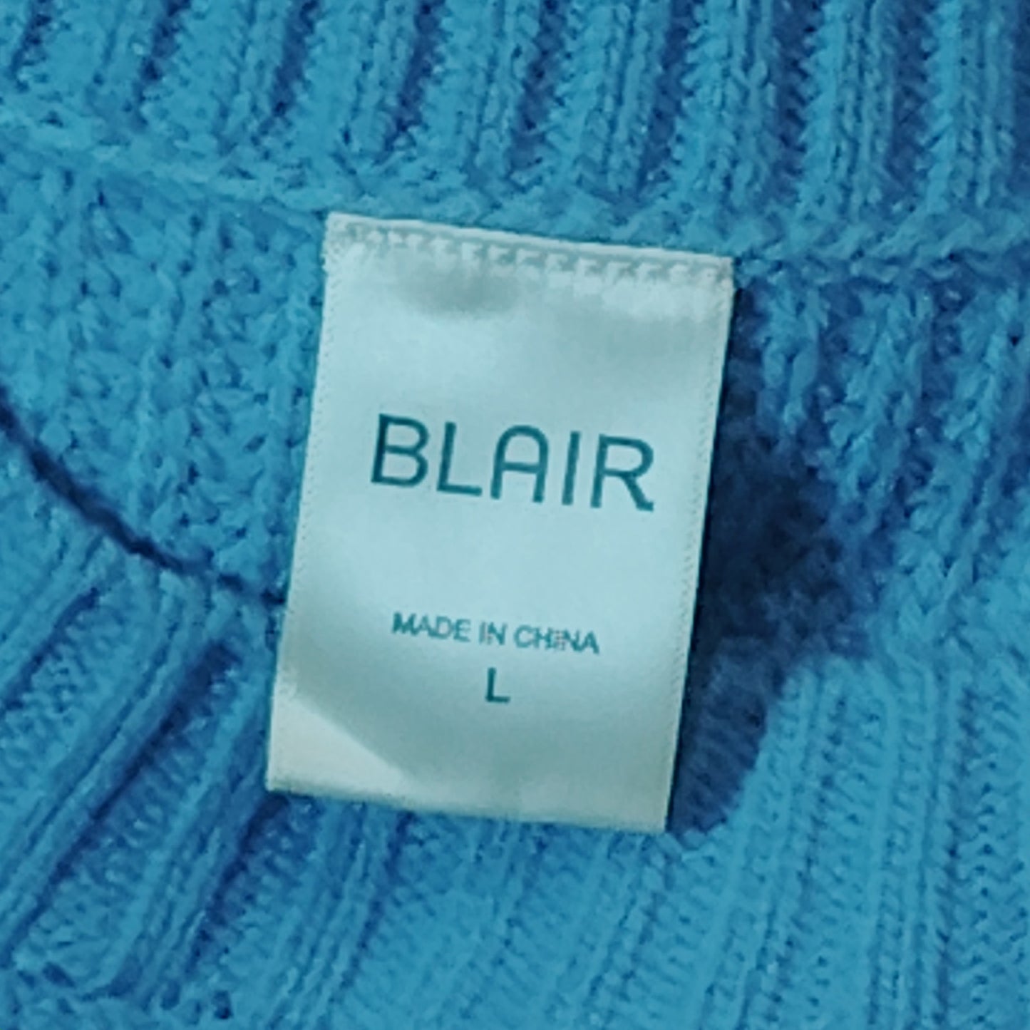 Blair Women's Blue Waffle Knit Pullover Sweater Top - Size L
