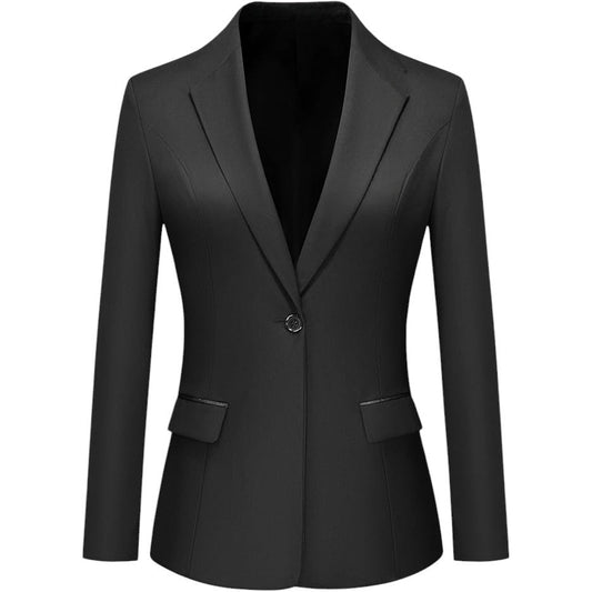 Casual Work Office Elegant Open Front One-Button, Full Lapel Blazer Black, L