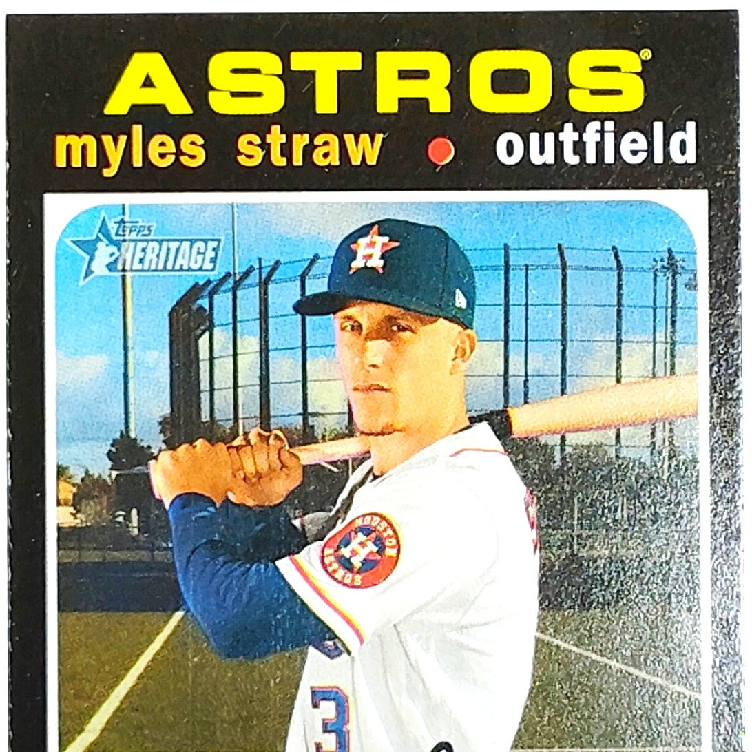2020 Topps Heritage Myles Straw 597 Houston Astros Outfield Baseball Card VG/EX