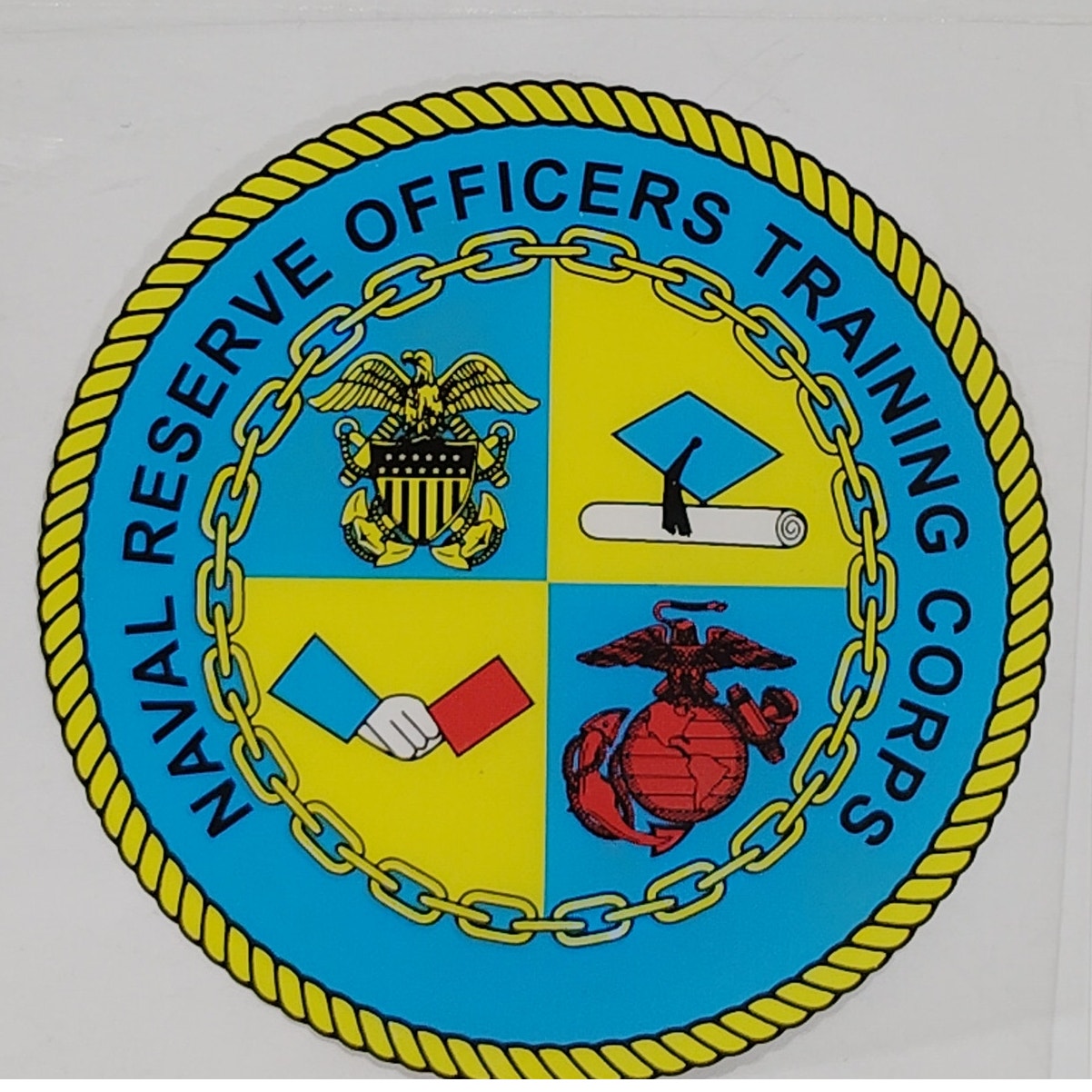 Naval ROTC Emblem Decal – 3.5" x 3.5" – Adhesive Back – Outside Window, D121-N