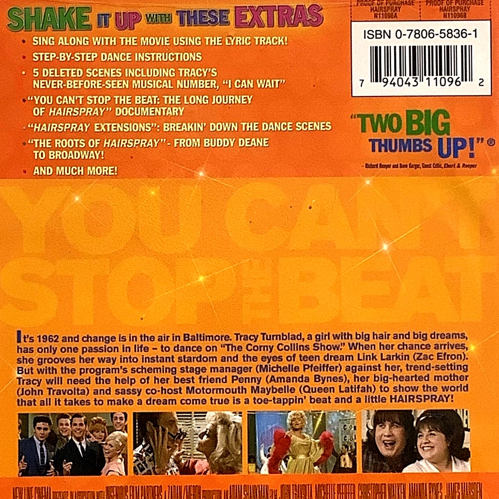 Hairspray (Two-Disc Shake & Shimmy Edition DVD 2007) 117 Minute Musical Comedy