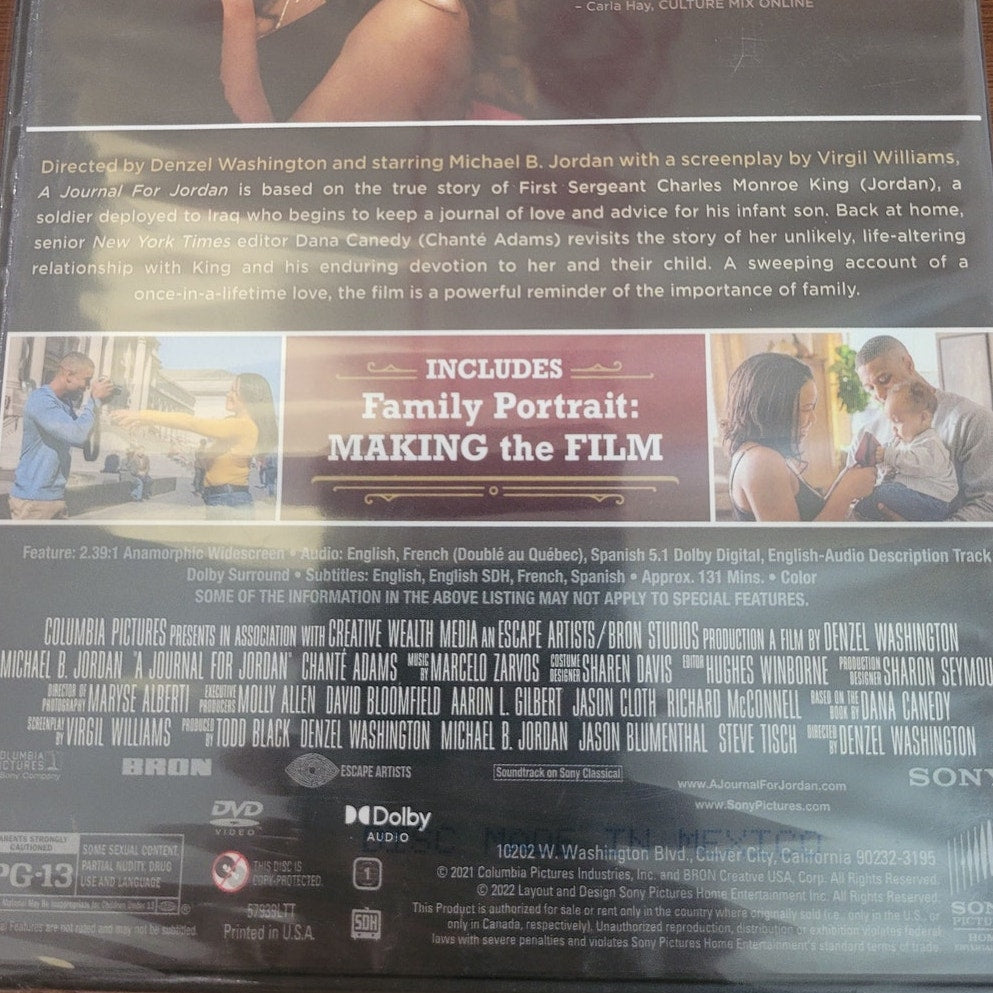 A Journal for Jordan DVD 2021 Denzel Washington Chante Adams Drama Romance
