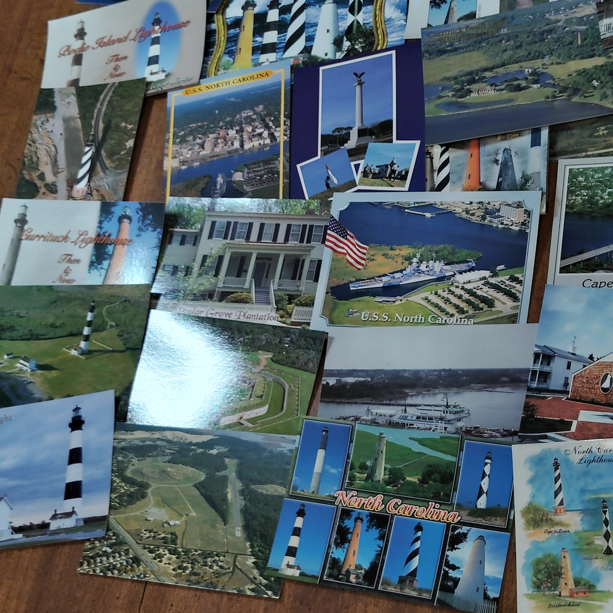 50 NC Lighthouse & Coastal Postcard Collection - Vintage & Modern Scenic Views