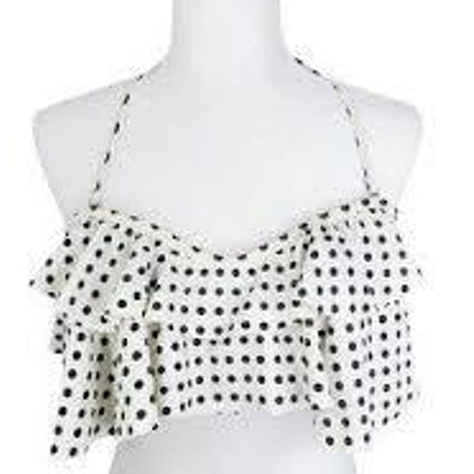 Aqua Eve Polka Dot Ruffle Tankini Top Women’s Large Swimwear