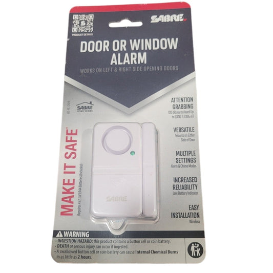 Sabre Door/Window Alarm Self-Monitoring Sensor Battery-Powered Adhesive Mount 90° Motion White