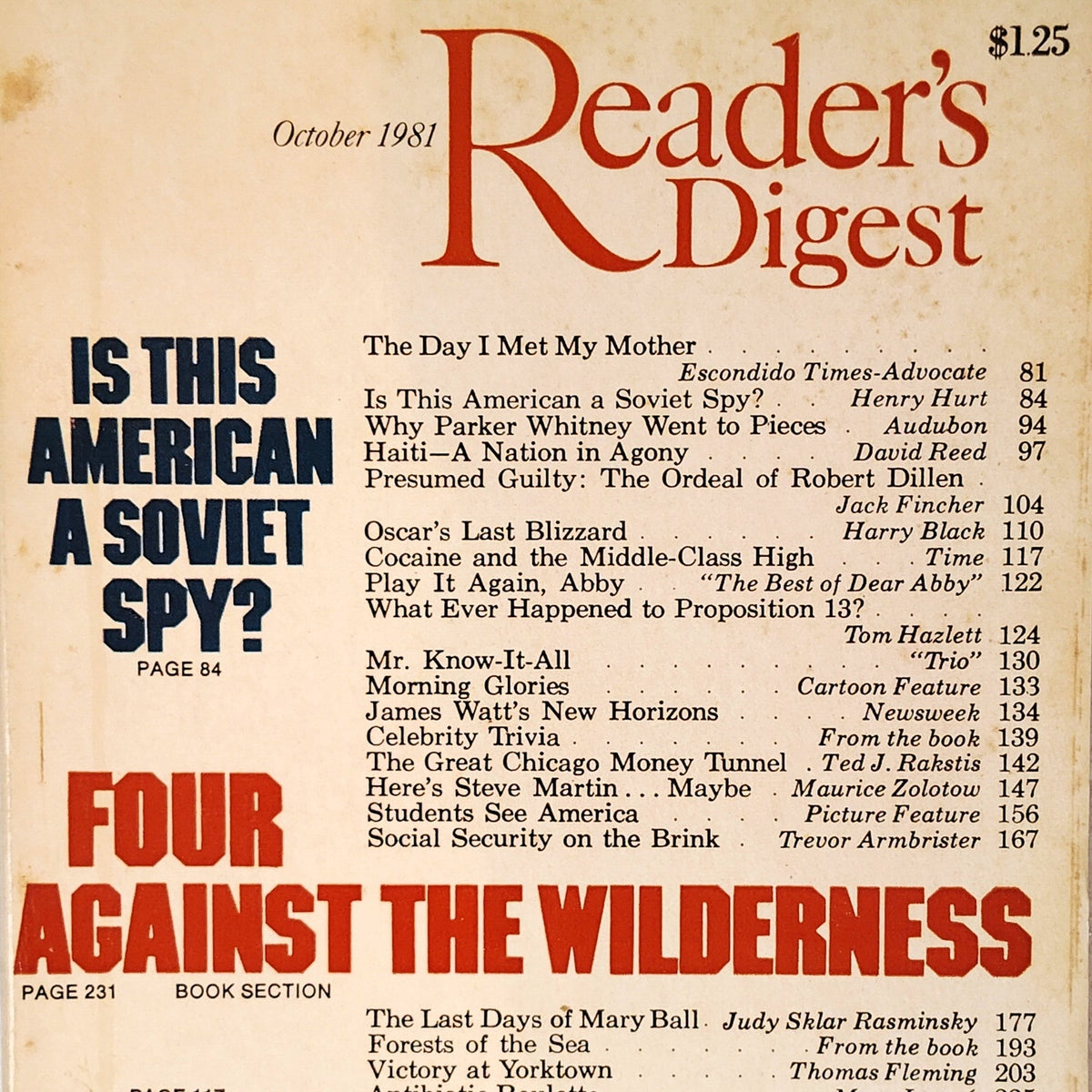 Reader's Digest October 1981 Vintage Magazine Is This American a Soviet Spy?