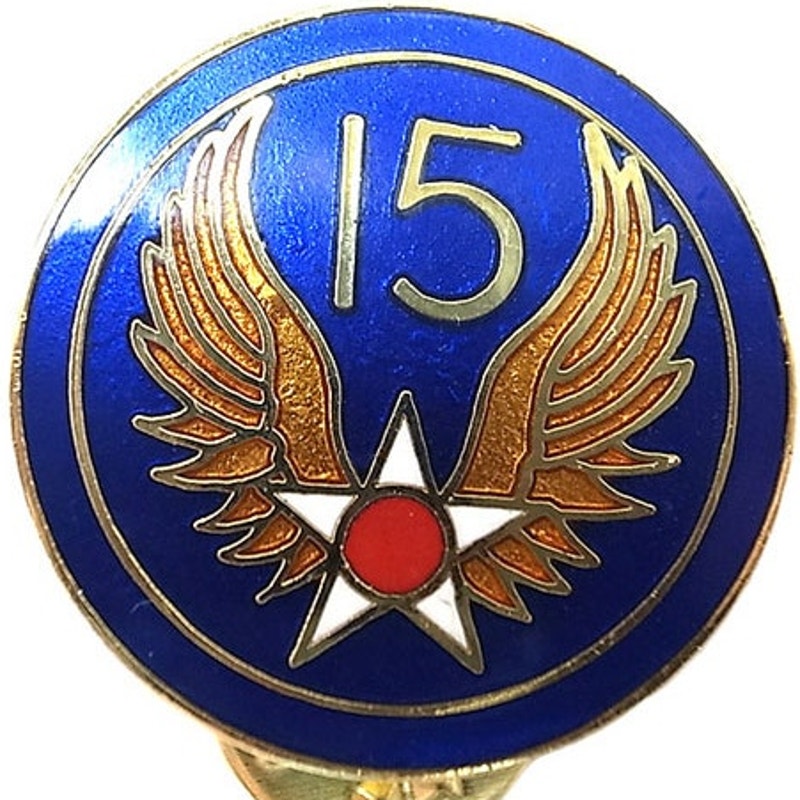 15th Air Force Pin – WWII‑Style Winged Star – 1"D Hat, Lapel, Brooch Novelty Pin