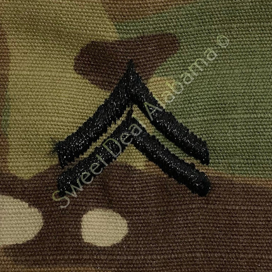 U.S. Army Corporal (E-4) OCP Rank Slip-On Insignia, Multi-Camo, 2" x 1.75"