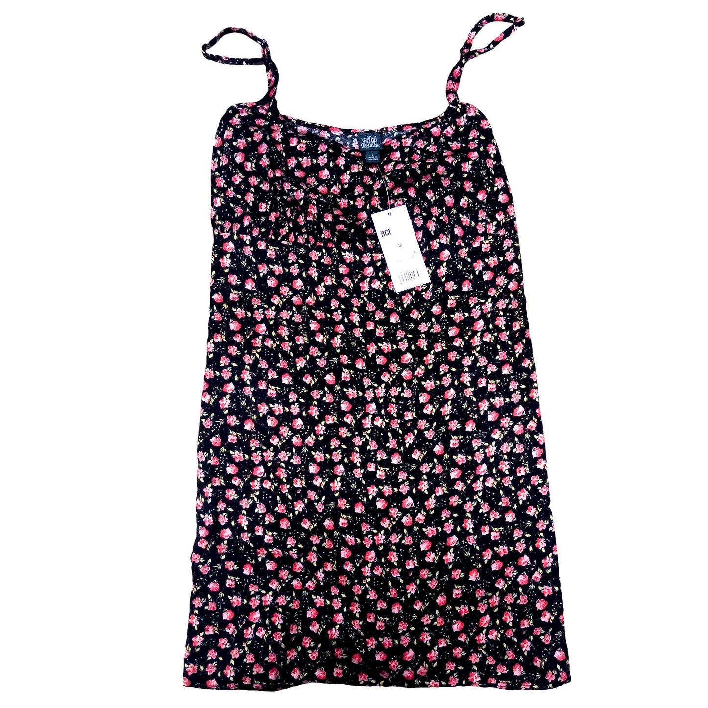 Women's MD Woven Floral Design Slip Dress, Spaghetti Straps- Black Floral, NWT